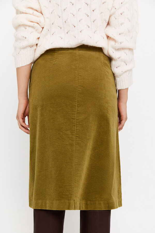 Cortefiel Falda midi de pana Verde