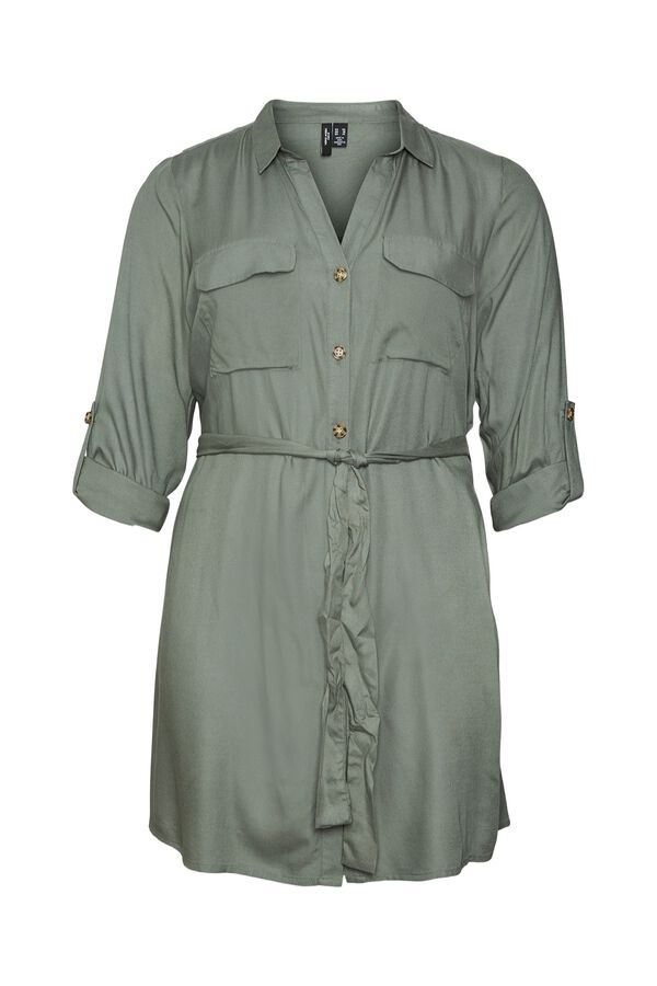 Vero Moda Curve Vestido curto camiseiro cintura subida Verde