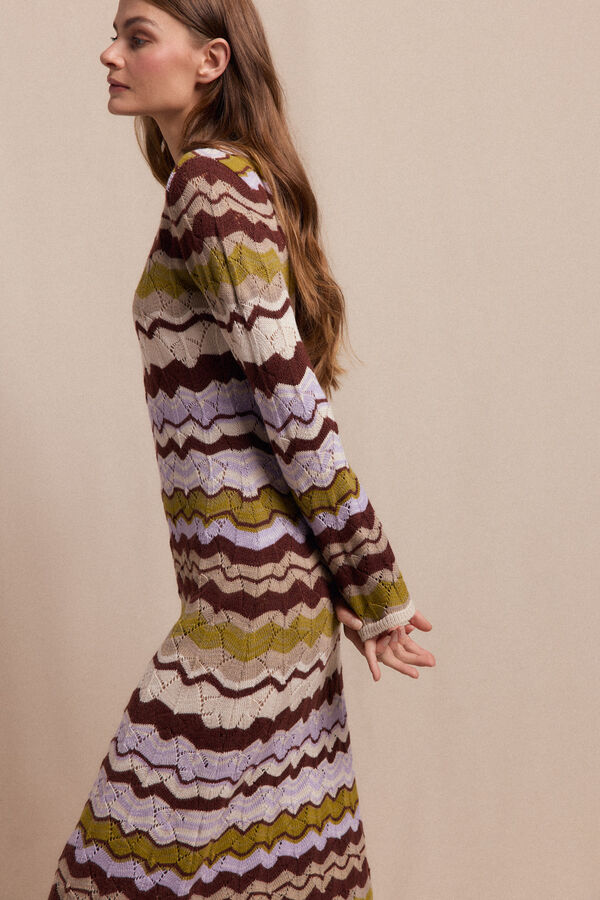 Slowlove Vestido punto ondas multicolor Multicolor