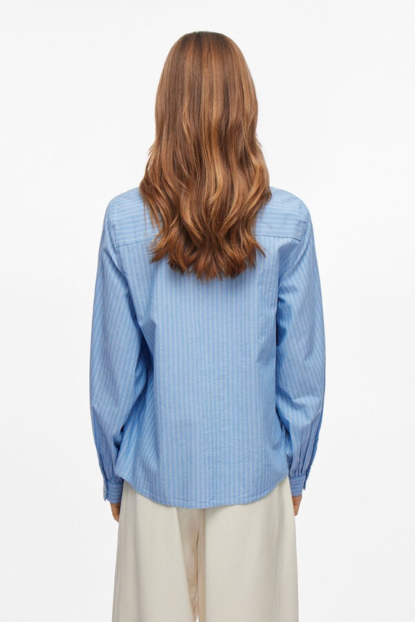 Vila Camisa riscas com bordado Azul