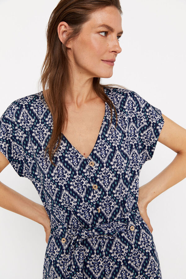 Cortefiel Mono largo punto estampado Estampado azul