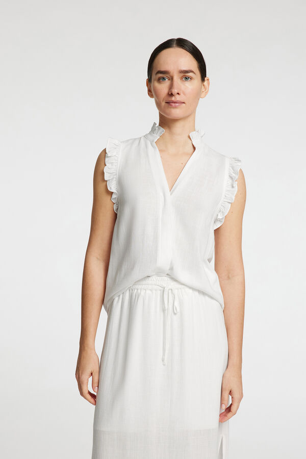 Selected Femme Blusa detalhe folho Branco