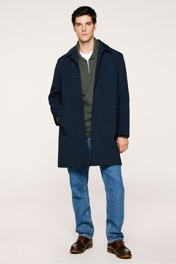 Selected Sobretudo t&eacute;cnica imperme&aacute;vel com colete remov&iacute;vel  Azul