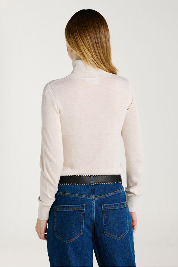 Vila Cintur&oacute;n de piel con pespuntes Negro