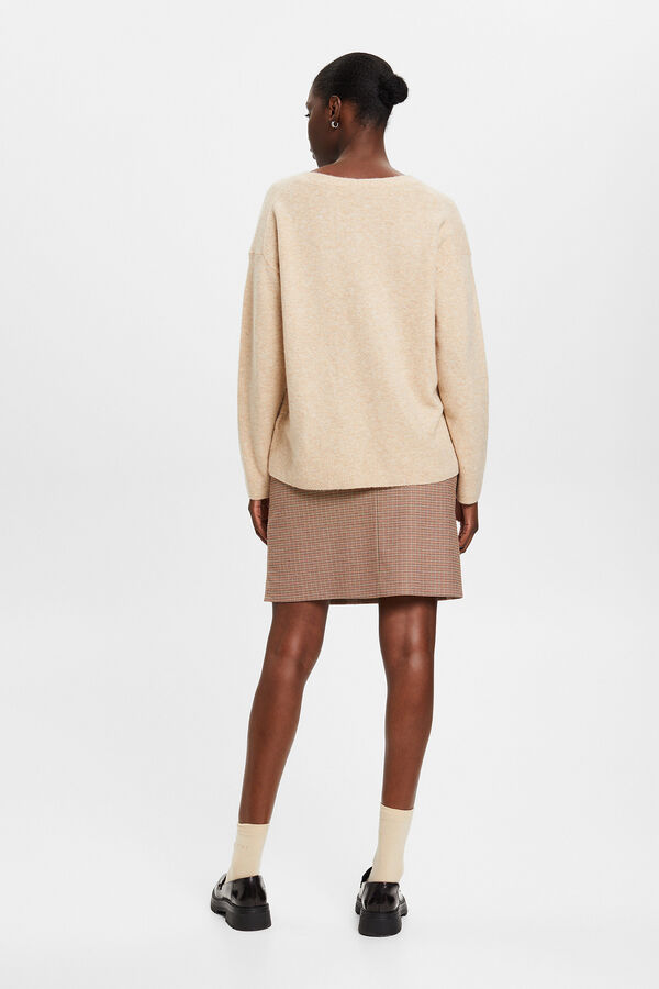 Esprit Jersey de punto loose fit con lana Beige