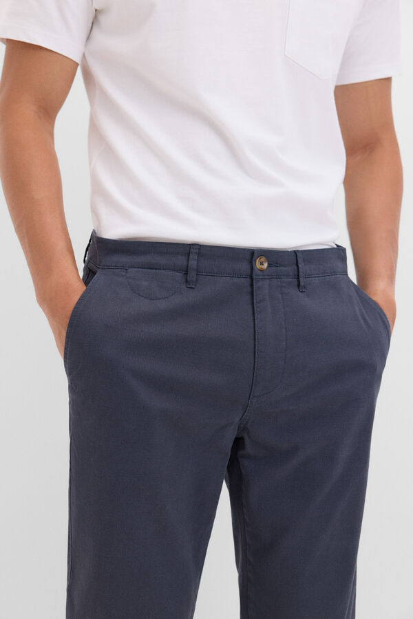 Cortefiel Pantal&oacute;n chino estampado slim fit Azul marino
