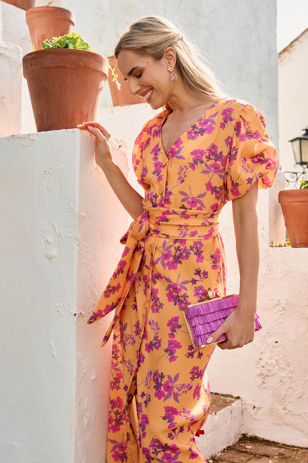 Pol&iacute;n Et Moi Vestido de flores Sua Dourado