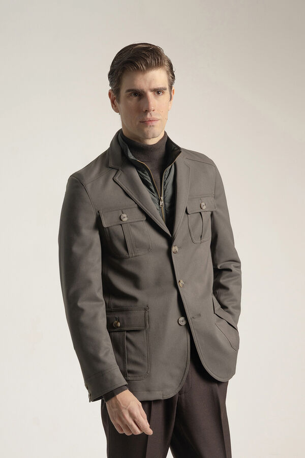 PuroEGO Chaqueta sahariana kaki Kaki