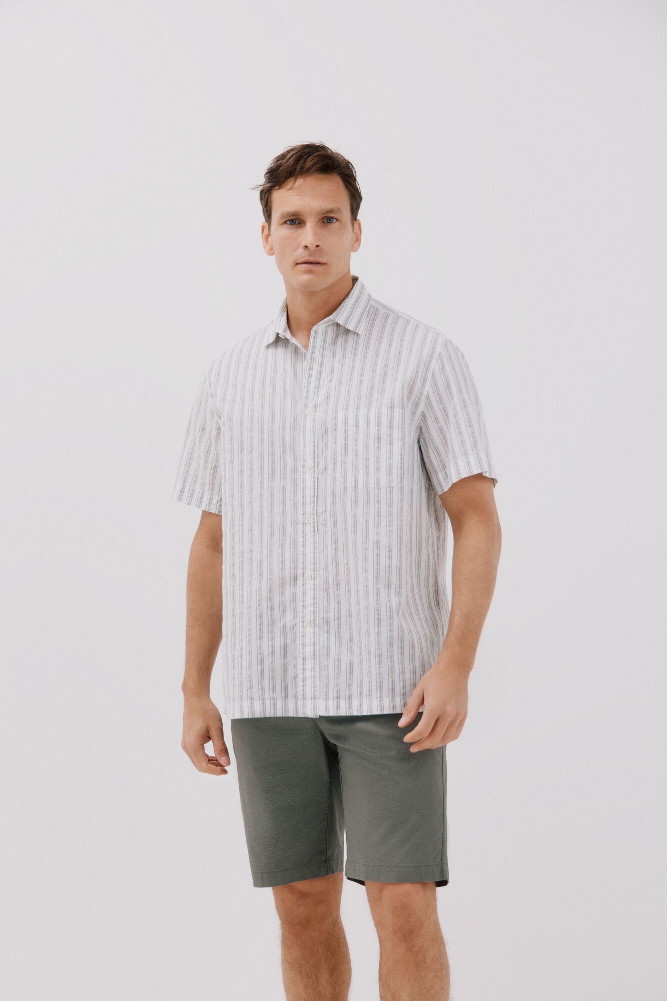 Cortefiel Camisa riscas de manga curta