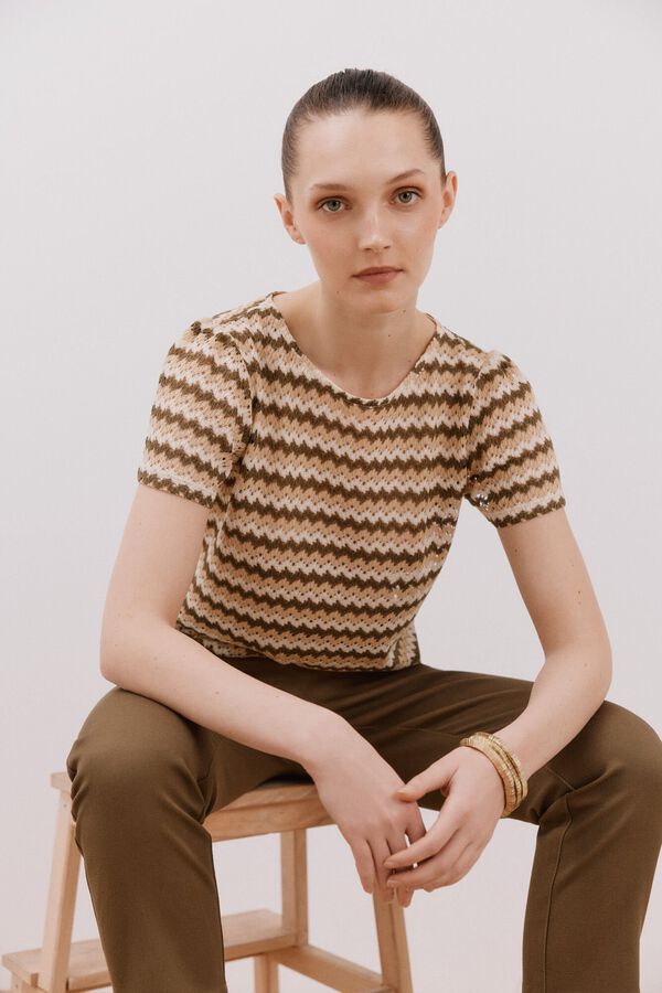 Cortefiel Top estruturado riscas Verde