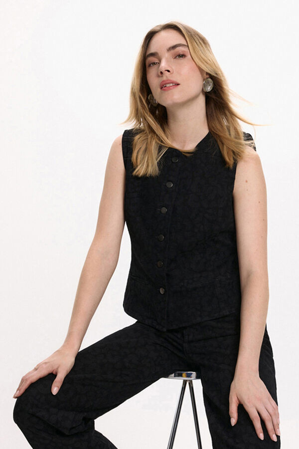 Vila Pantal&oacute;n vaquero animal print Negro