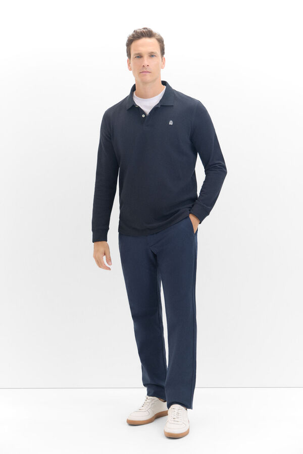 Cortefiel Polo b&aacute;sico de manga comprida Preto