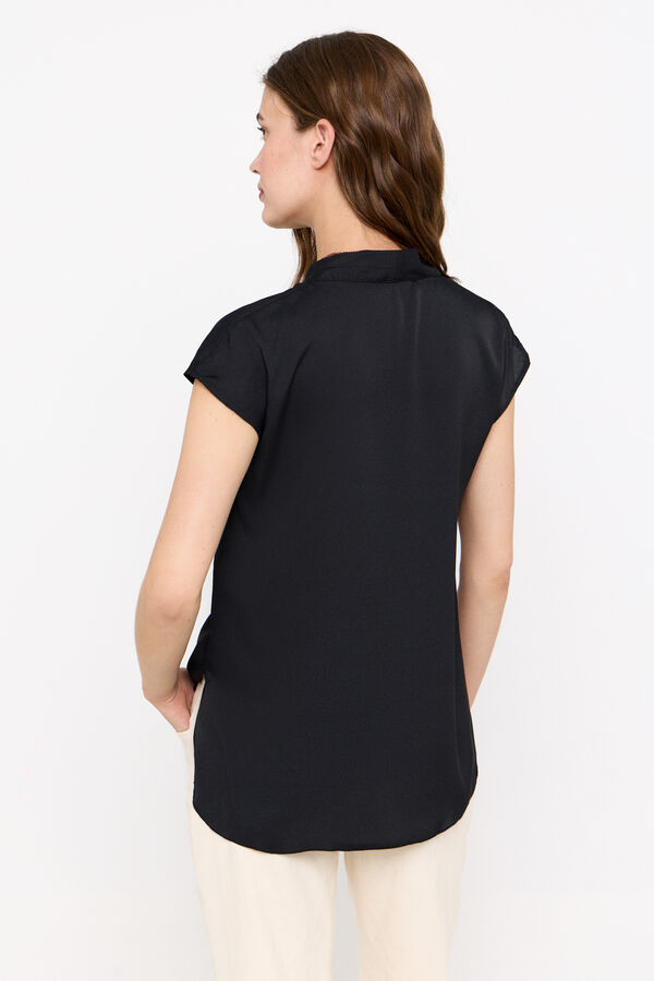 Cortefiel Blusa fluida escote pico Negro