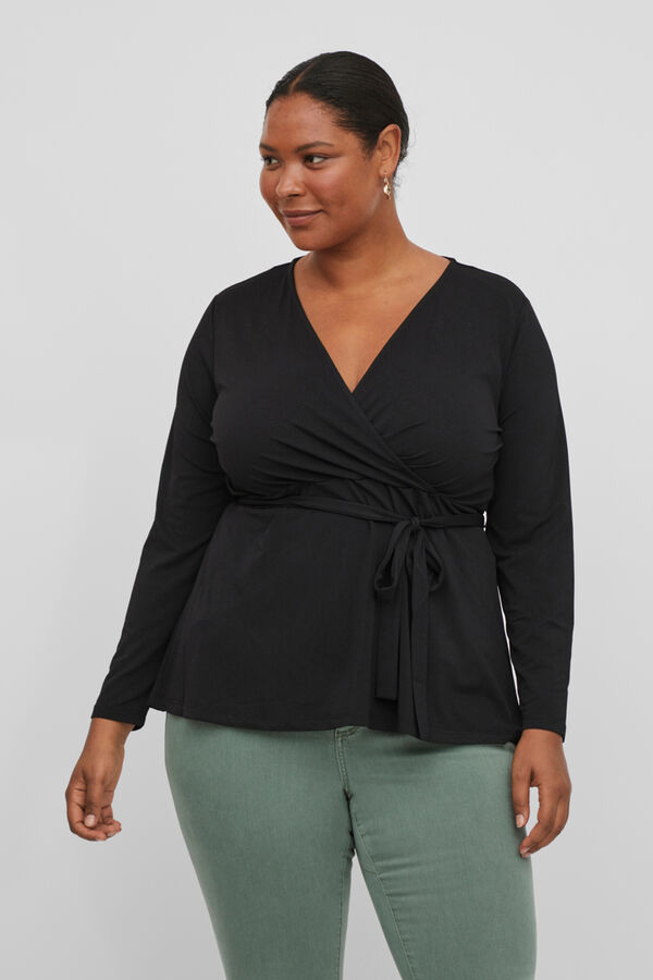 Evoked by Vila Blusa manga larga lazada Negro