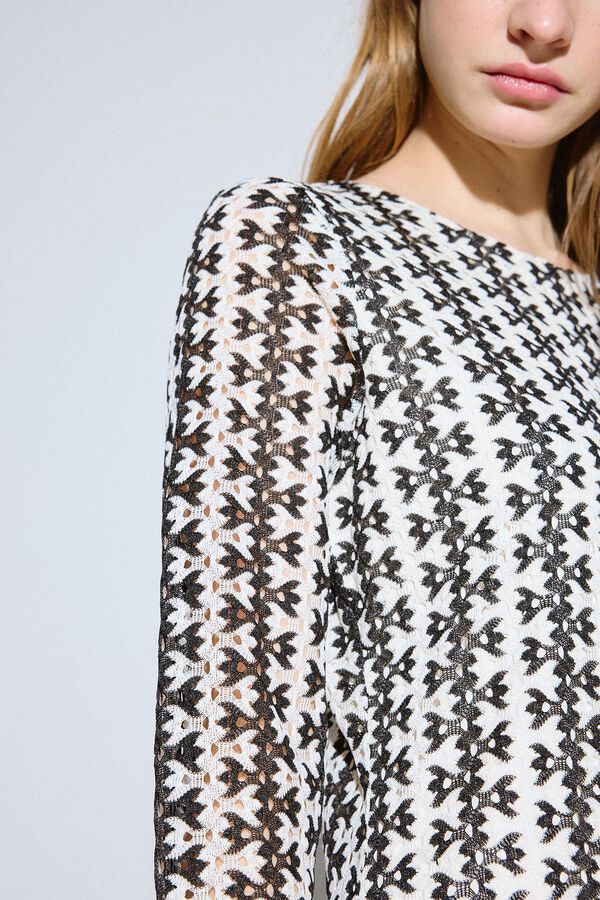 Slowlove Vestido rayas bicolor Estampado blanco