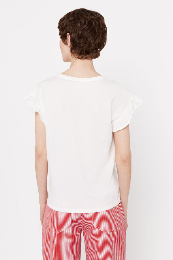 Cortefiel Camiseta volante Blanco