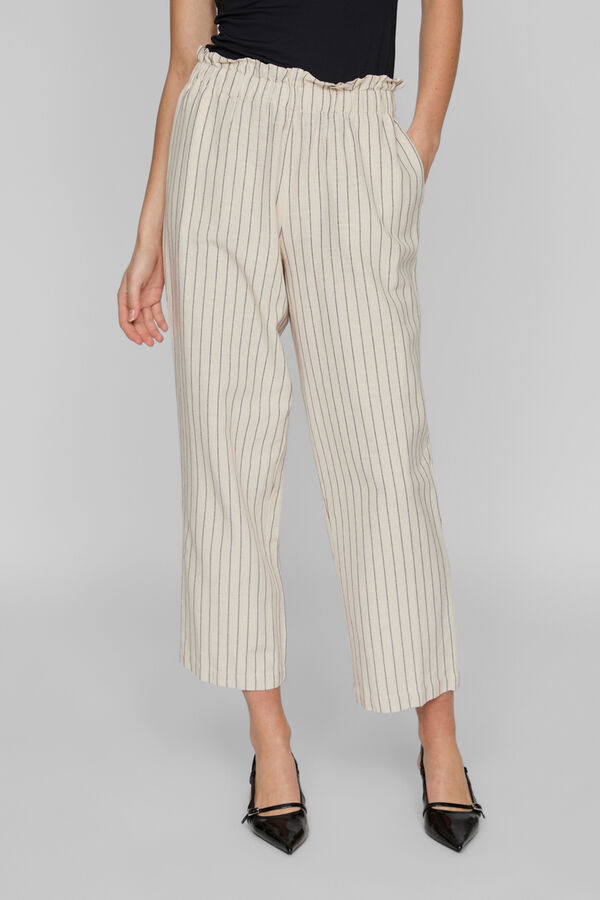 Vila Pantal&oacute;n largo ancho con rayas Marr&oacute;n