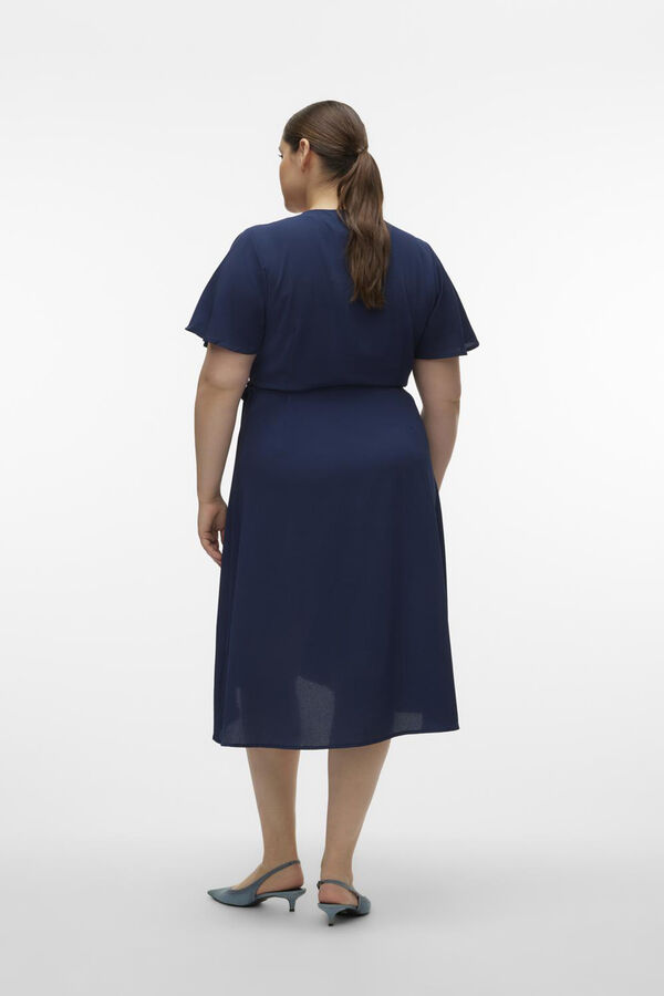 Vero Moda Curve Vestido corto cruzado talla grande Azul marino