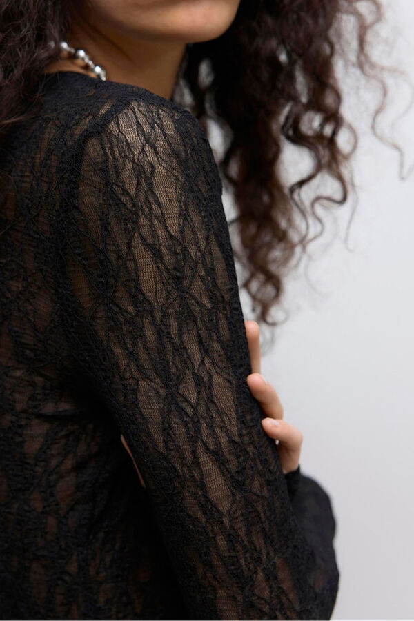 Vero Moda Top encaje manga larga Negro