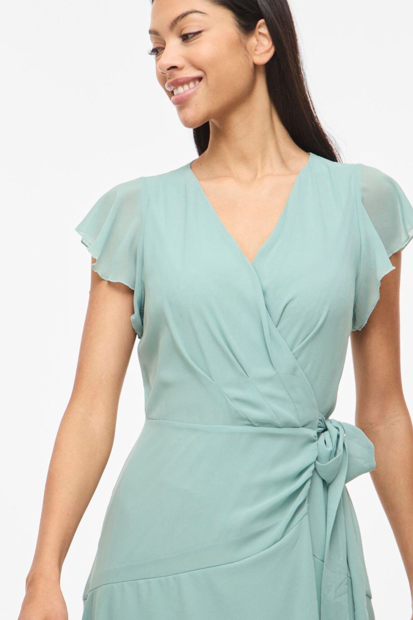 Vila Vestido midi cruzado con lazada de fiesta