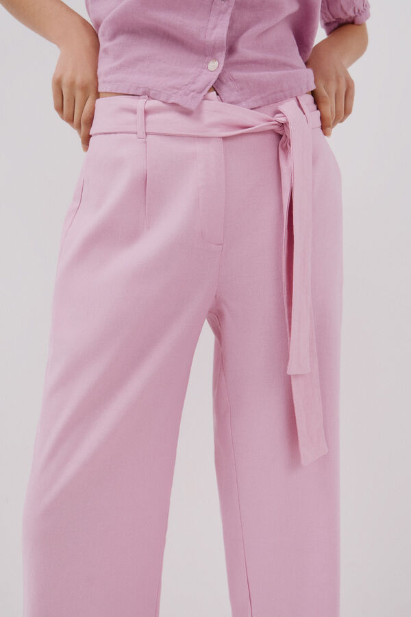 Cortefiel Pantal&oacute;n lino Rosa