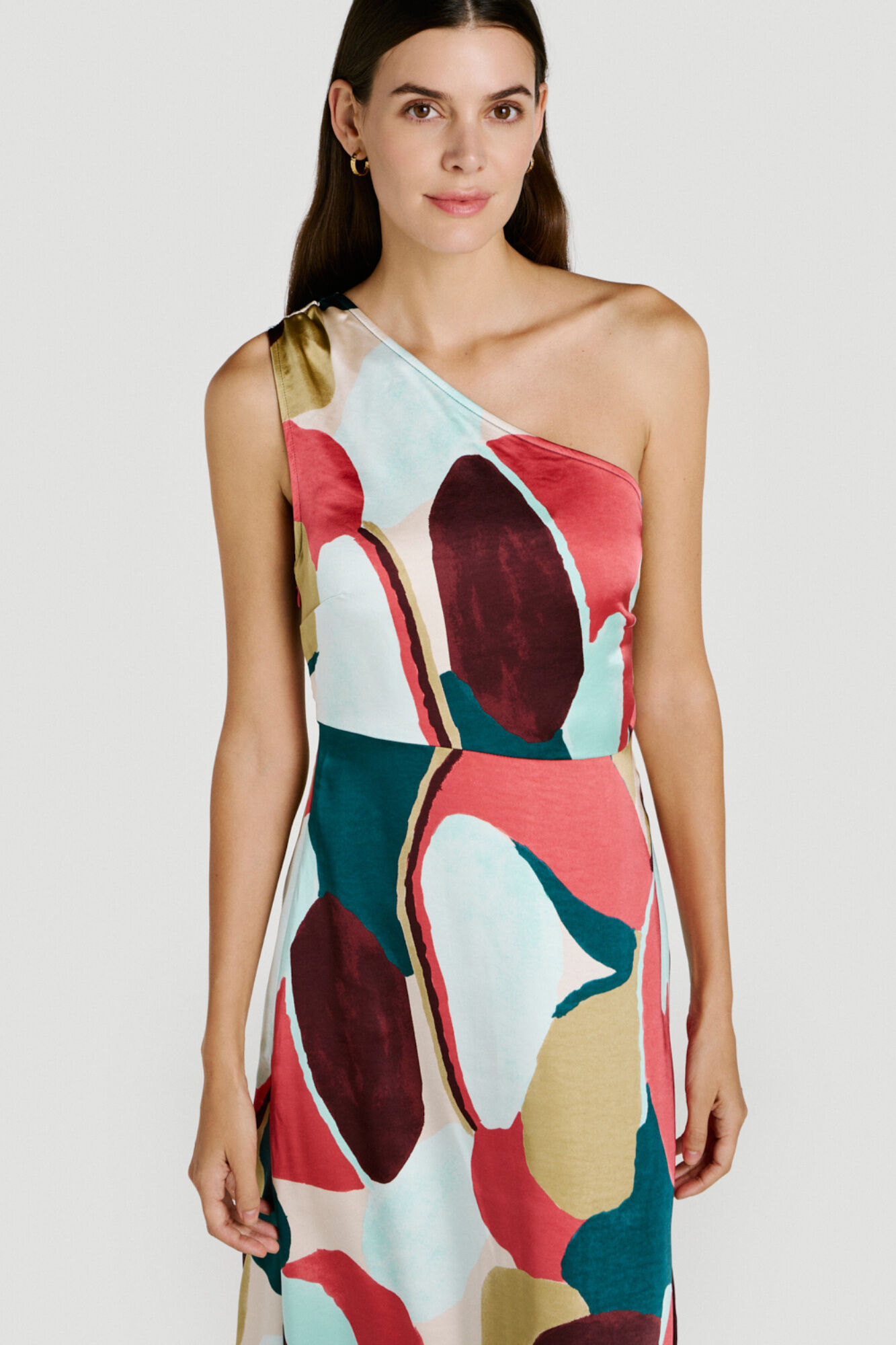 Vila Vestido satinado estampado de fiesta