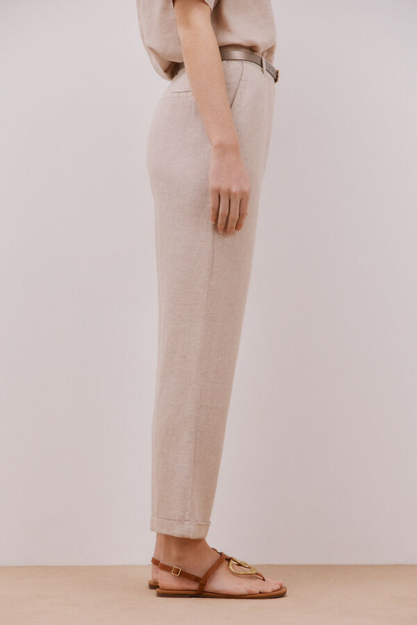 Cortefiel Cal&ccedil;as de linho Castanho