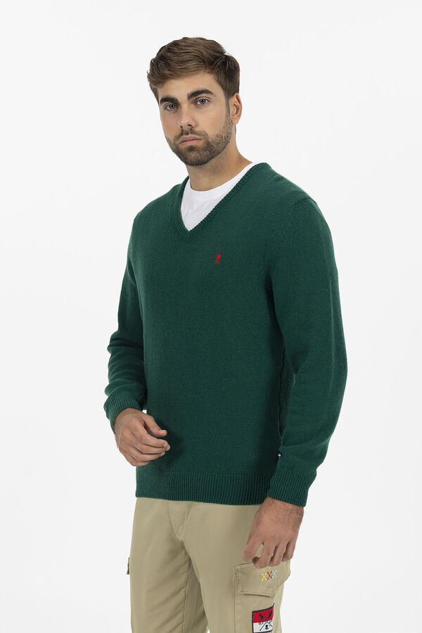 elPulpo Jersey b&aacute;sico cuello pico Verde