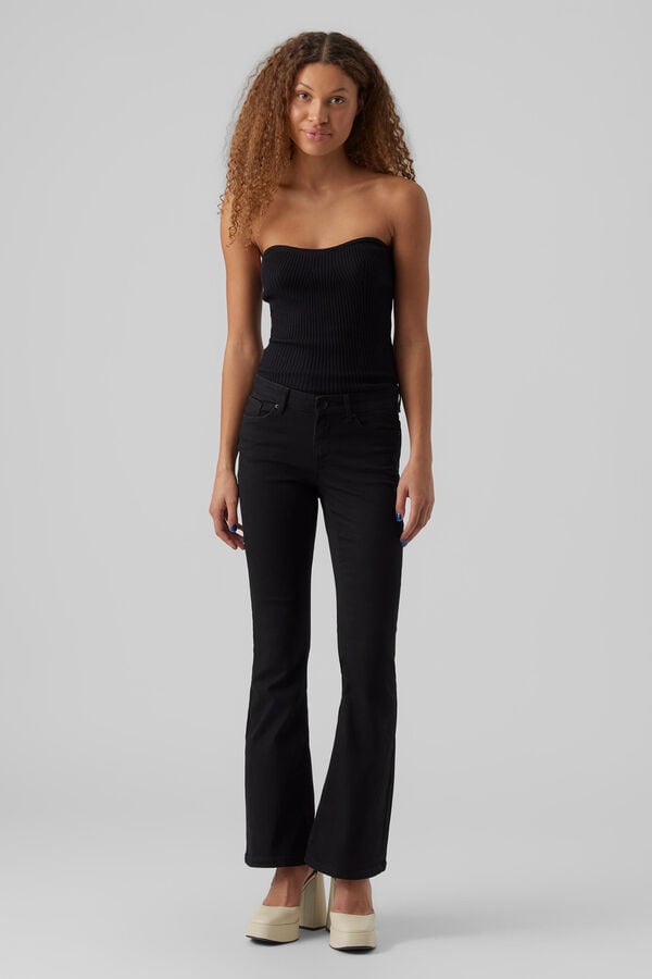 Vero Moda Jeans &agrave; boca de sino  Preto