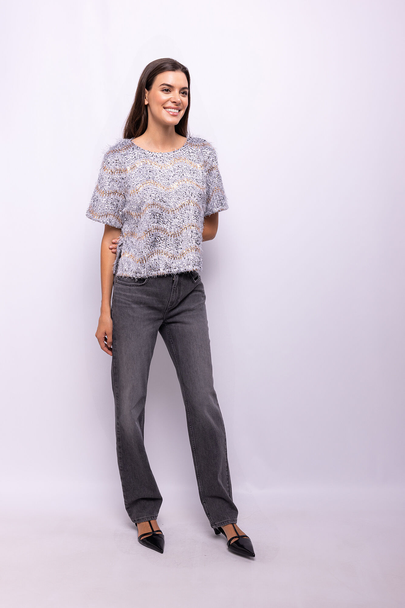 Object Top lentejuelas y flecos