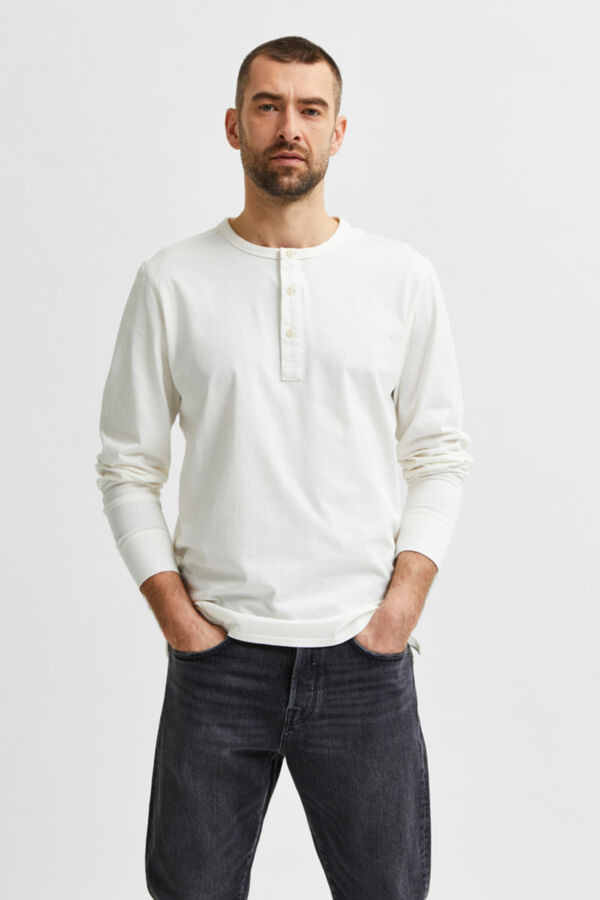 Cortefiel T-shirt de homem manga comprida Branco