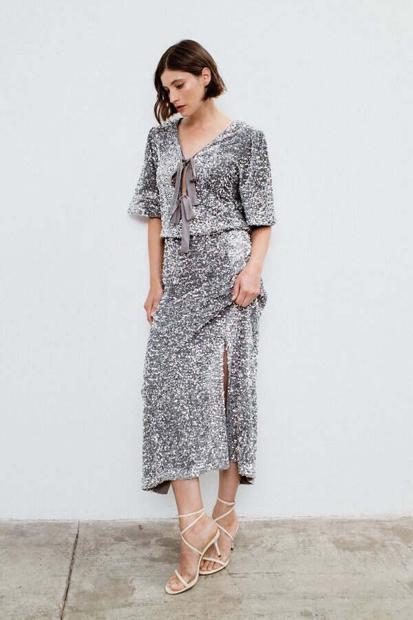 Object Saia longa de lantejoulas Cinzento