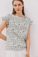 Cortefiel Camiseta b&aacute;sica volante Estampado amarillo