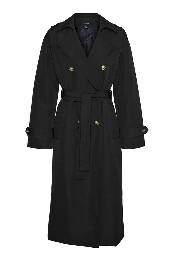 Vero Moda Gabardina longo b&aacute;sico Preto