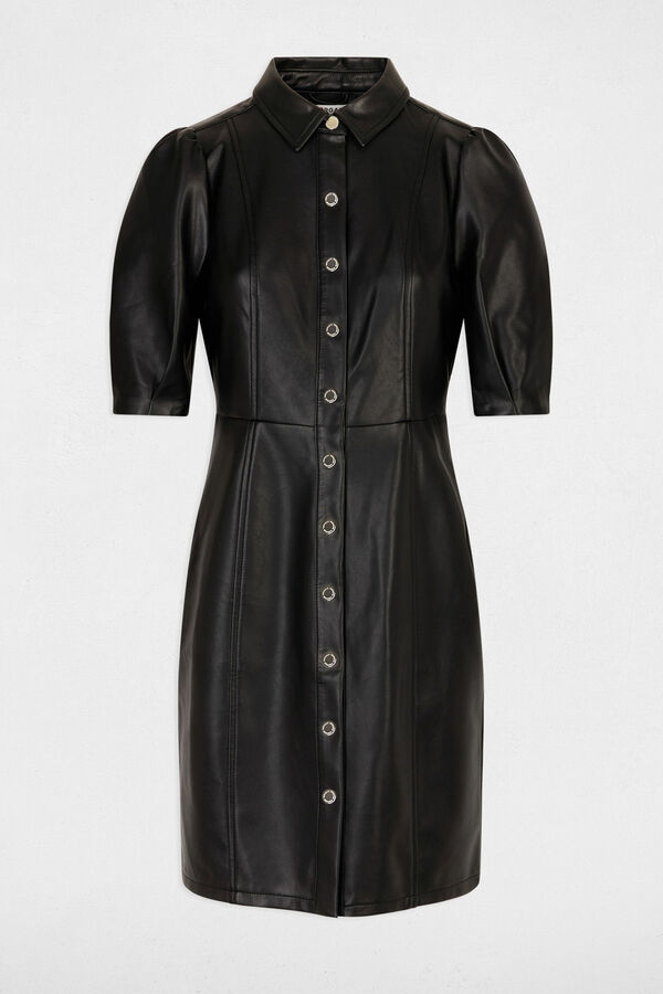 Morgan Vestido curto de couro sint&eacute;tico Preto
