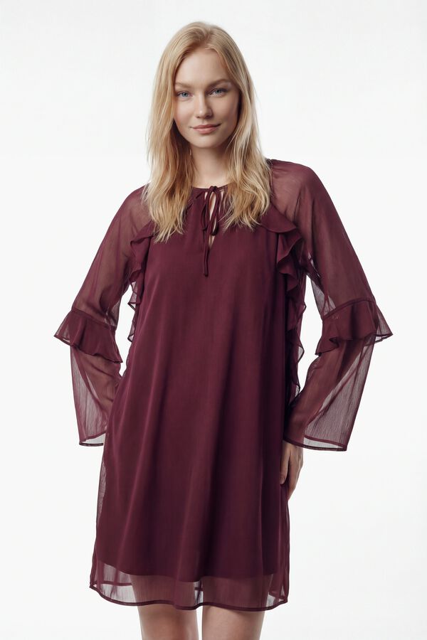 Vila Vestido curto de chiffon com babados Roxo