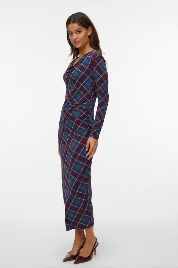 Vero Moda Vestido midi rombos Granate