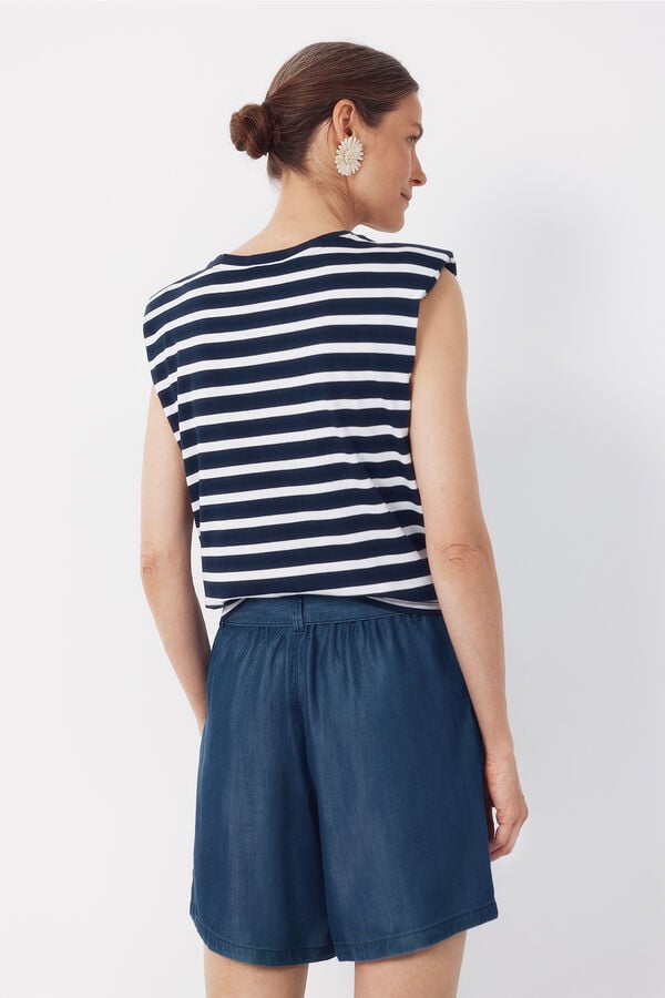 Cortefiel T-shirt com ombreiras Azul