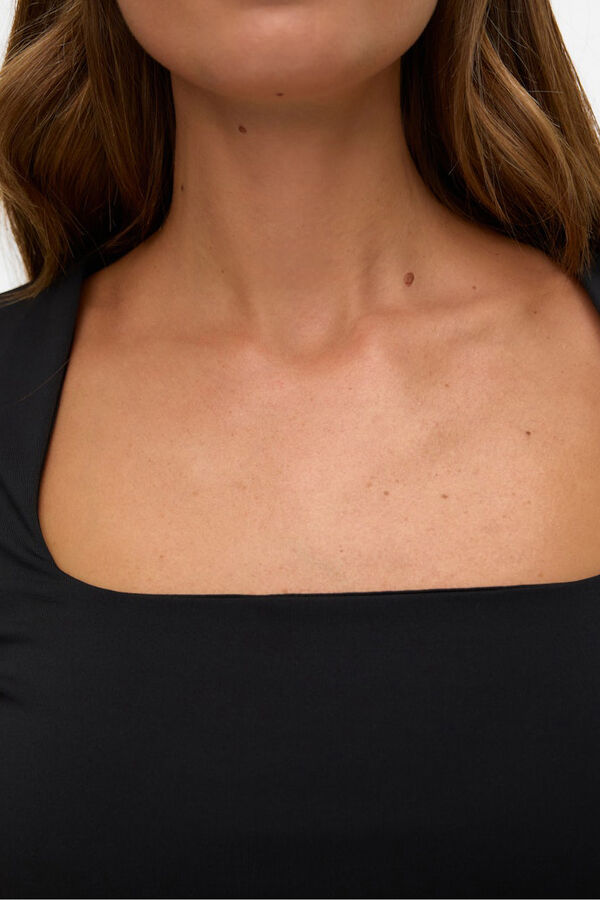 Vero Moda Top de manga comprida com manga quadrado Preto