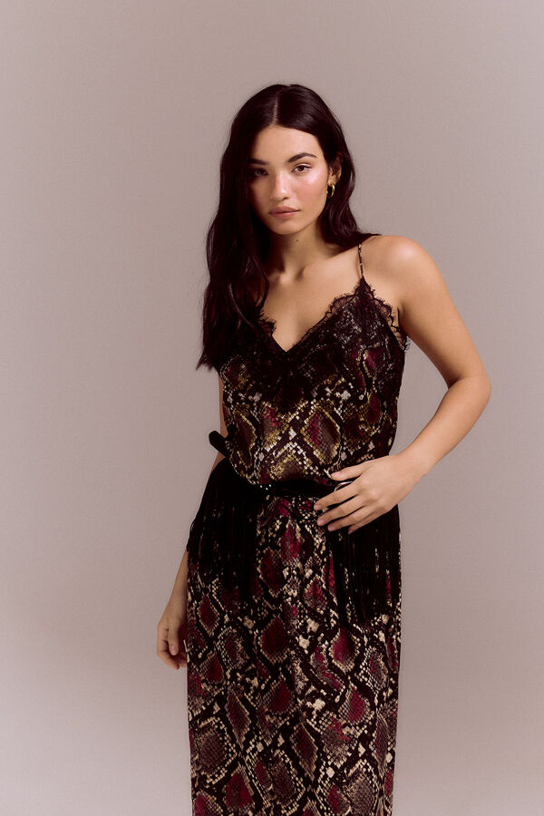 Slowlove Top lencero estampado serpiente Estampado granate