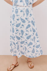 Cortefiel Saia midi evasê estampada Branco