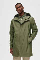 Selected Chubasquero impermeable con capucha. Verde oscuro
