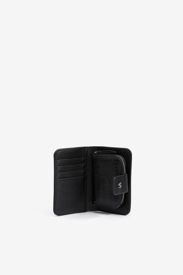 Vilanova Monedero con bolsillo de pelo aut&eacute;ntico Negro