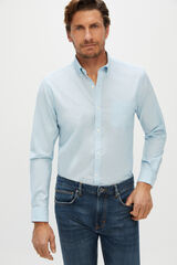 Cortefiel Camisa lisa fil-à-fil de algodão orgânico extra suave Azul