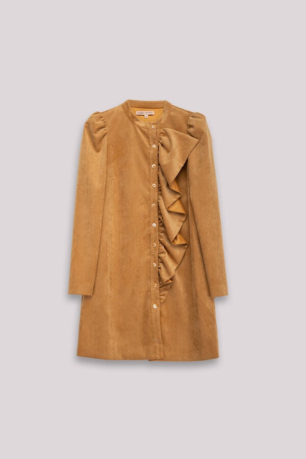 Dolores Promesas Vestido curto com babados camel Tostado