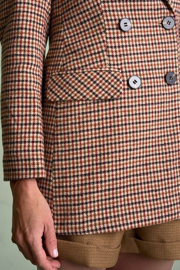 Pol&iacute;n Et Moi Blazer xadrez Hatty Castanho