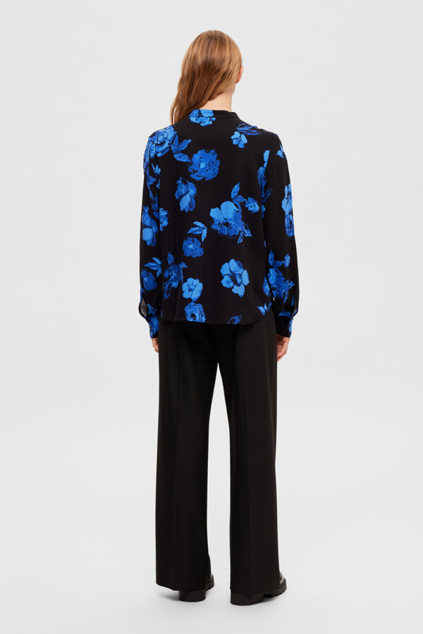 Selected Femme Camisa de manga comprida confecionado com Lenzing ECOVERO Preto