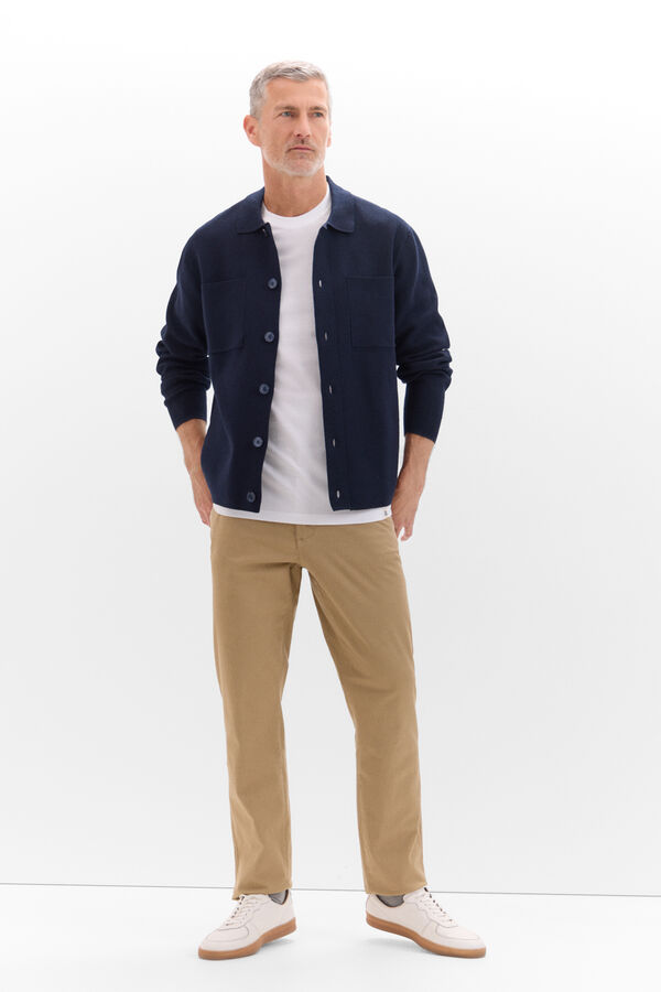 Cortefiel Jersey sobrecamisa punto algod&oacute;n Azul marino