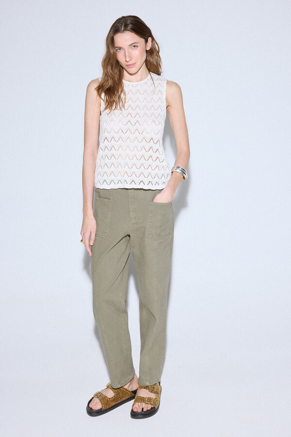 Slowlove Top punto estructura Marfil