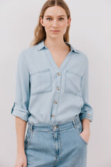 Cortefiel Camisa Vaquera Tencel Azul marino